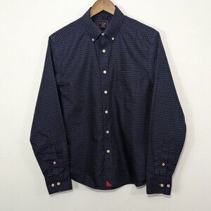 Untuckit Salamino Long Sleeve Wrinkle Free Button Navy Blue Check Mens Shirt S